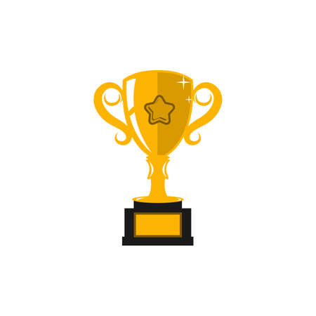 Trophy Cup Vector Flat Icon with star on white background.EPS 10のイラスト素材