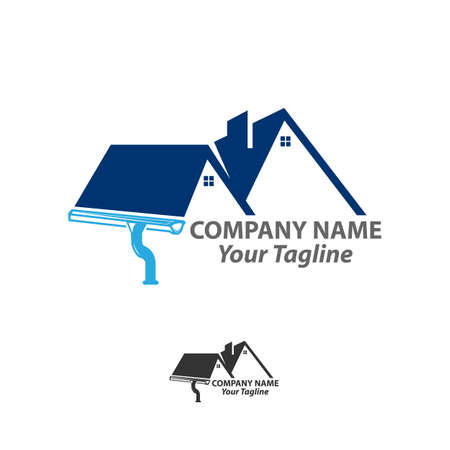 gutter and house roof logo template. Roof downspout vector design. Gutter services logotype.EPS 10のイラスト素材