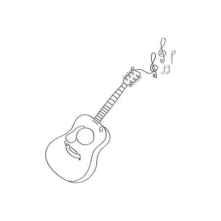 Guitar icon vector, Acoustic musical instrument sign Isolated on white background. Trendy Flat style for graphic design, logo, Web site, social media, UI, mobile app, EPS10のイラスト素材