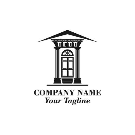 House Abstract Real Estate Residential Logo Design Template for Company. Building Vector Black Silhouette on White Backgroundのイラスト素材