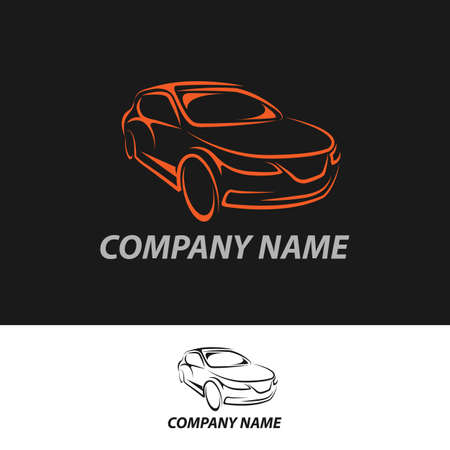 Suv car logo on dark background. Modern suv car. Simple line utility vehicle silhouette.のイラスト素材