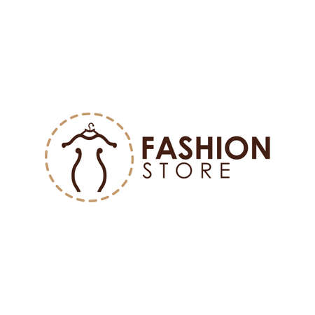 Fashion Store logo, geometrical baclground, hand drawn doodle lettering and fabric.EPS 10のイラスト素材