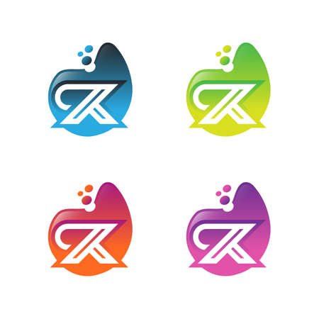 Letter K set color With Bubble, Initial Letter Logo For Your Company Name, Alphabet Logo Template Ready For Use, Modern Initial Logoのイラスト素材