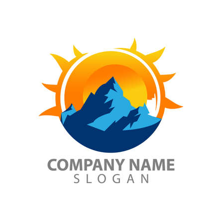landscape logo for lawn or gardening business, organization or websiteのイラスト素材