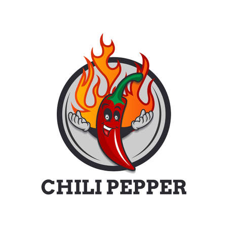 Chili Pepper Cartoon Mascot Logo template. Mexican Fast food logotype template. Isolated vector...