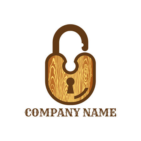 Security vector icon with a wooden model. Set vector security lock icon. Safety and padlock security icons. Objects on separate layers.のイラスト素材