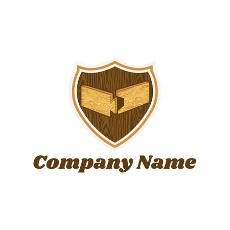 Wooden joints logo. The Butt Joint is an easy woodworking joint. logo basic types of jointsのイラスト素材