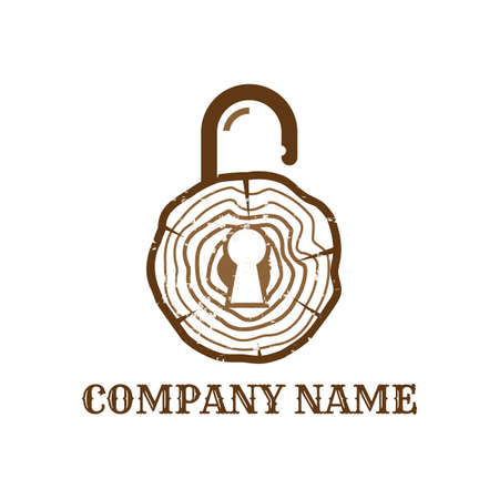 Security vector icon with a wooden model. Set vector security lock icon. Safety and padlock security icons. Objects on separate layers.のイラスト素材