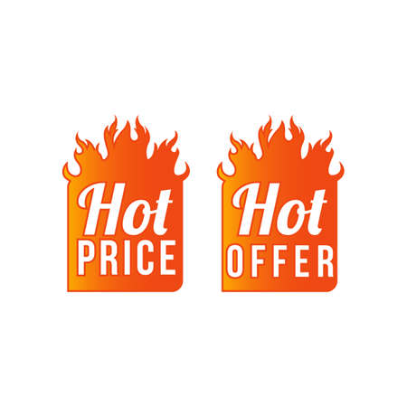 Hot Price and Hot Offer labels. Vector.のイラスト素材