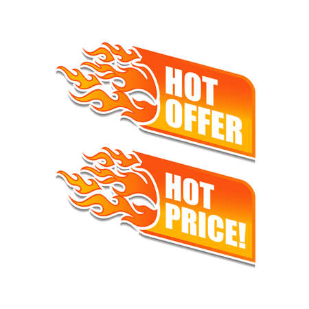 Hot Price and Hot Offer labels. Vector.のイラスト素材