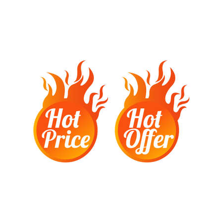 Hot Price and Hot Offer labels. Vector.のイラスト素材