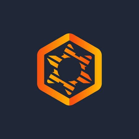 Hexagon logo. Tech logo. Technology logo. Work logo. Developer logoのイラスト素材