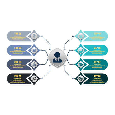 Business infographics. Timeline with 4 steps, labels. Vector infographic element.のイラスト素材