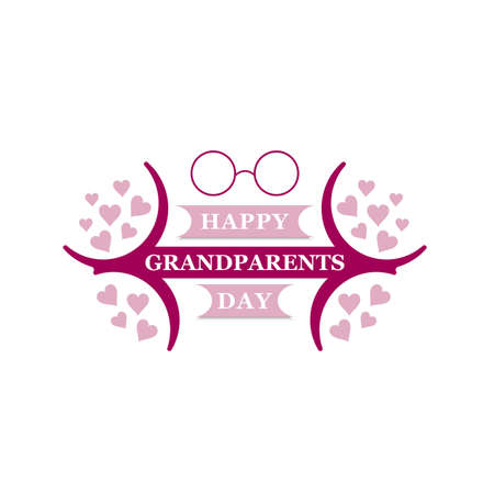 Grandma and grandpa vector illustration. Design for grandparents day greeting card, flyer, poster, banner or t-shirt. Older persons.のイラスト素材