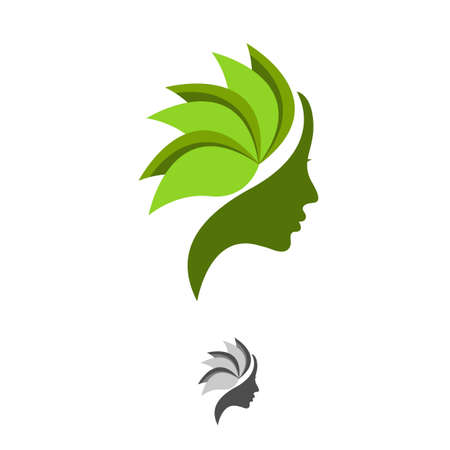 Yoga logo. Natural and organic food logo. Eco friendly icon. Ecology icon. Leaf icon. Green energy icon. Cosmetics logo.のイラスト素材