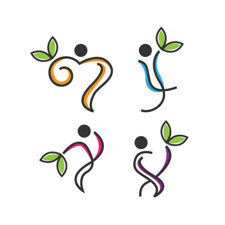 Human character vector logo concept illustration. Abstract man figure logo. People logo.のイラスト素材