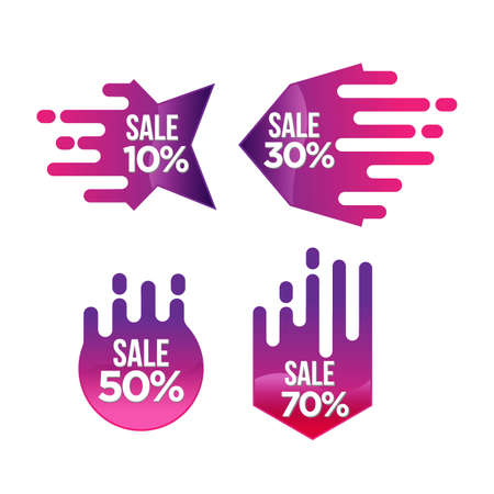 Offers promo label, retail promotion poster or shopping banner coupon. Isolated vector icons setのイラスト素材