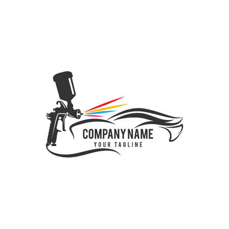 car painting logo with spray gun and Unique Colorful Vehicle Concept.EPS 10のイラスト素材