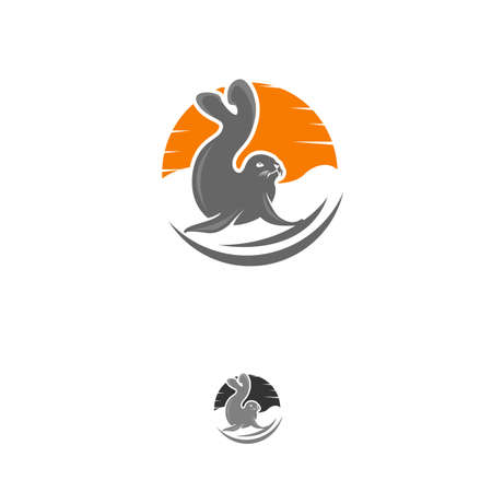 Vector sea lion logo design template,のイラスト素材