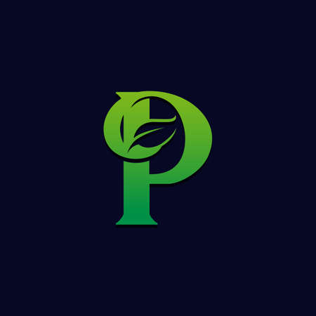 simple letter p leaf logo. green leaf eco logo template - vector.のイラスト素材