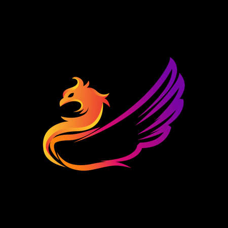 Phoenix rising Wings Logo design vector template. Luxury corporate Falcon Eagle Hawk bird Logotype concept icon.のイラスト素材