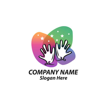 kid child take stars raising star hand care logo icon design inspirationのイラスト素材