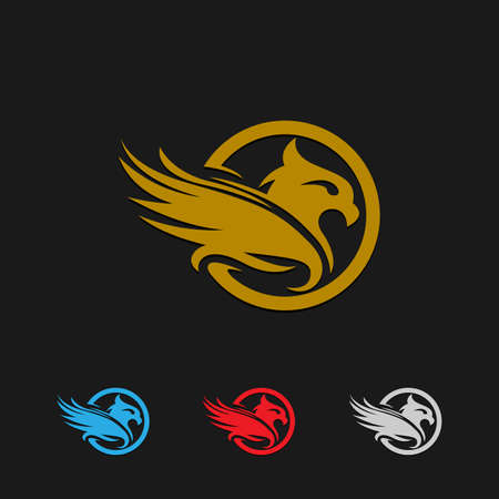 Golden Eagle with Black Background, Vector, Illustrationのイラスト素材