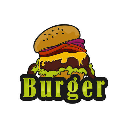 Burger graphic vector image,  sandwich, lettering.EPS 10のイラスト素材