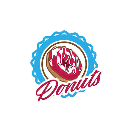 Donut Logo Vector illusration . Design element for restaurant menu illustration or for logotype .のイラスト素材