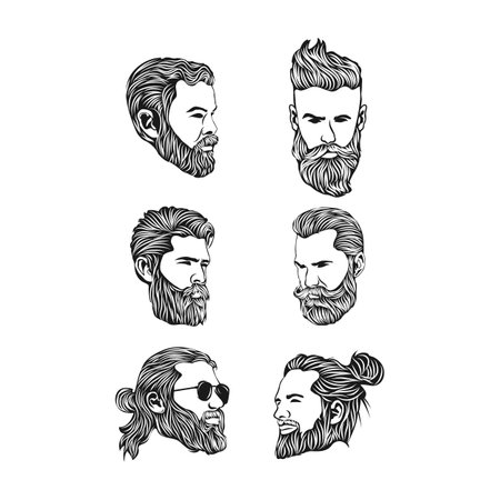 Set Mascot logo illustration of a beard man.のイラスト素材