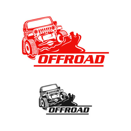 Monochrome off-road car suv template for labels, emblems, badges or logo.のイラスト素材