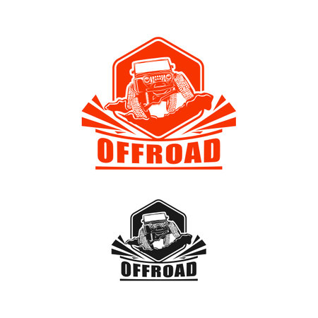Monochrome off-road car suv template for labels, emblems, badges or logo.のイラスト素材