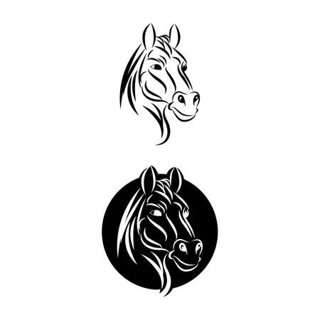 Black head horse icon vector illustration, editable stroke and EPS10. Black head horse icon vector simple symbol.のイラスト素材