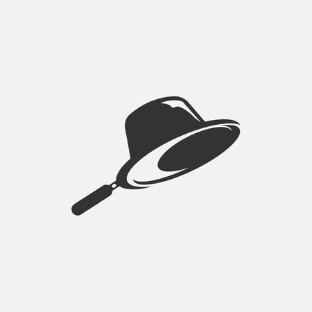 detective logo vector illustration of hat and Magnifying glassのイラスト素材