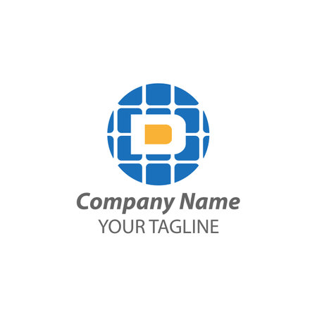 Initial Latter 'D' Solar home logo template. Solar panel and sun vector design. Renewable energy illustration.のイラスト素材