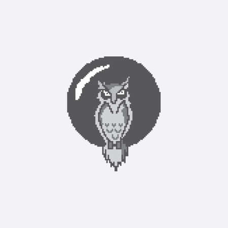 vector pixel art owl isolated cartoon.EPS 10のイラスト素材