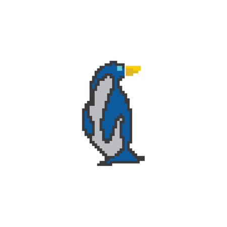 Pixel art cute cartoon penguin vector illustration 8 bit design suitable for game characters.EPS 10のイラスト素材