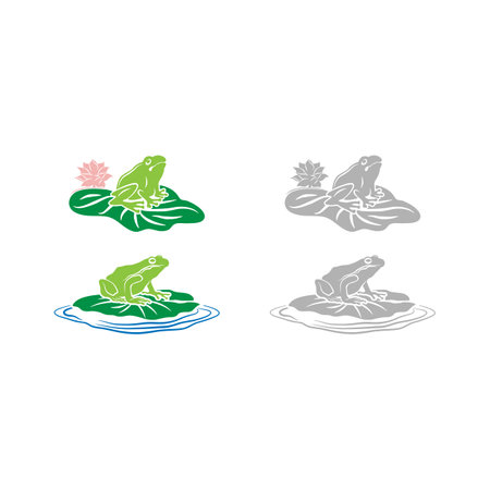 Set vector A frog on the lily pad illustration.EPS 10のイラスト素材
