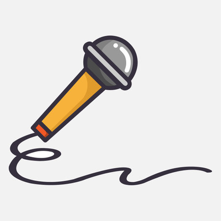 Microphone with wire isolated on white background. Musical item for singing.EPS 10のイラスト素材