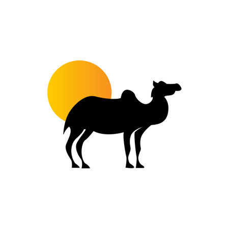 animal camels head with sunset logo vector symbol icon illustration design.EPS 10のイラスト素材