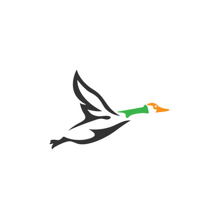 Vector of flying wild duck design on white background. Wild Animals. Bird. Easy editable layered vector illustration.のイラスト素材