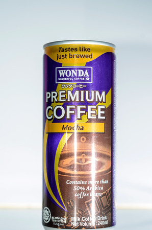 KUALA LUMPUR, MALAYSIA - OCT 18, 2015: Wonda Coffee, manufactured and distributed by Permanis Sdn Bhd which is a subsidiary of Asahi Group, Japan.のeditorial素材
