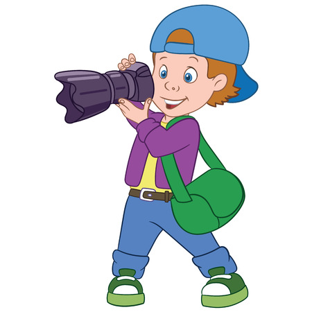 photographer looks into the camera lensのイラスト素材