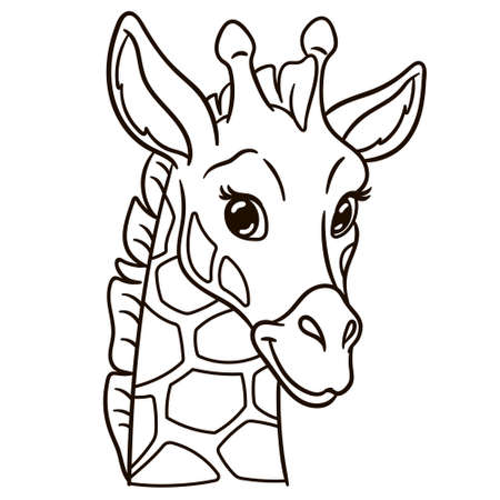 Giraffe cartoon illustration. Cute baby animal print for t-shirts, mugs, totes, stickers, nursery wall arts, greeting cards, etc.のイラスト素材