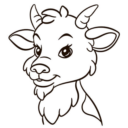 Goat cartoon illustration. Cute baby animal print for t-shirts, mugs, totes, stickers, nursery wall arts, greeting cards, etc.のイラスト素材
