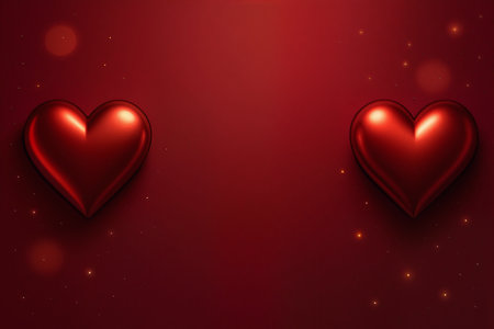 Valentine's day background with red hearts. Vector illustration.の素材
