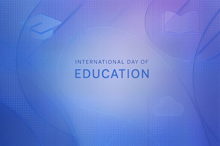 A modern, innovative, gradient-rich background celebrating global education.の素材