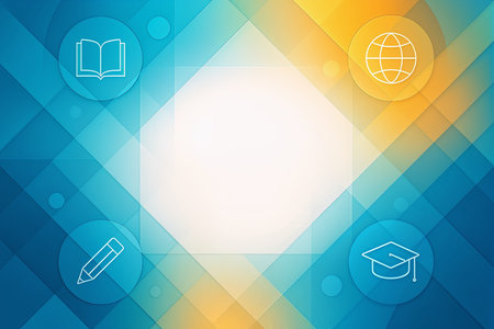 Bright geometric shapes blended with global education symbolism, ideal for modern awareness campaigns.の素材