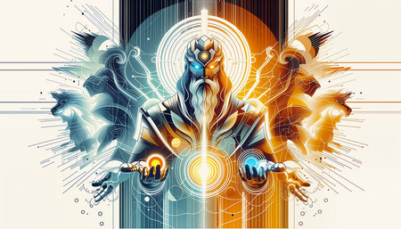 Vector illustration of a robot in a futuristic style. Artificial intelligence.の素材