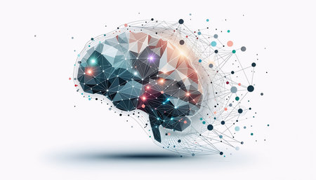 Abstract polygonal human brain. Artificial intelligence concept. Vector illustrationの素材